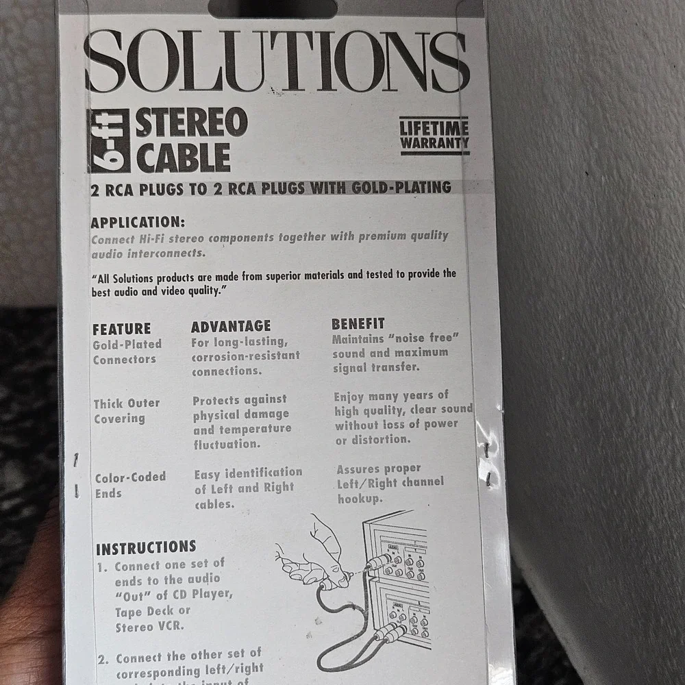 Brand New Solutions Premium Quality 6-ft Stereo Cable (SL306R) with gold plating